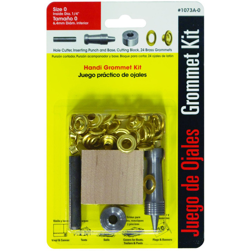 Lord & Hodge Inc 1073A-0 Handi Grommet Repair Kit 1/4" Brass pack of 24