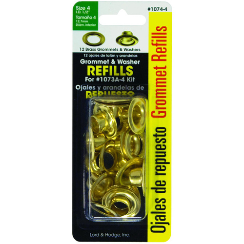 Lord & Hodge Inc 1074-4 Handi Grommet Refills 1/2" Brass pack of 12