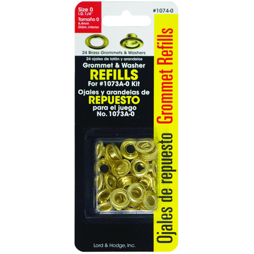 Lord & Hodge Inc 1074-0 Handi Grommet Refills 1/4" Brass pack of 24