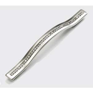 Schaub 302-15 128mm to 160mm Center to Center Skyevale with Crystals Cabinet Pull Satin Nickel Finish