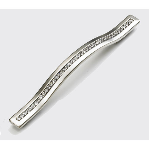 128mm to 160mm Center to Center Skyevale with Crystals Cabinet Pull Satin Nickel Finish