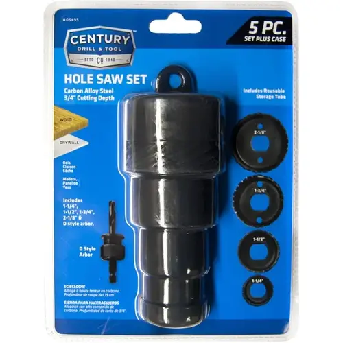 Century Drill & Tool 05495 Century Tools 5 Piece Carbon Steel Hole Saw