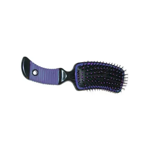 Partrade Trading Corp 246076 Curved Mane Brush With Grip Handle & Pin Bristles - Blue