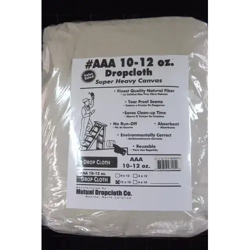 Mutual Dropcloth 36420154 Drop Cloth Super Heavy Canvas 12 x 15