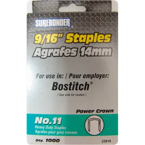 Surebonder 22916-XCP5 Surebonder Heavy Duty Staples No.11 - 9/16" - pack of 5