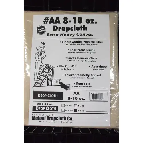 Mutual Dropcloth 80415 Drop Cloth Extra Heavy Canvas 4 x 15