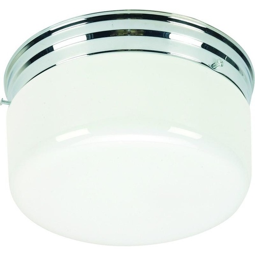 Hardware House SF77-343 Ceiling Light Fixture 8" Flush Mount 2 Lights - White Glass Chrome Finish