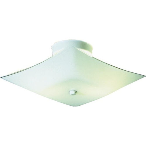 Hardware House SF76-270 Ceiling Fixture 12" Flush Mount 2 Lights - Square White Finish Ruffled Edge