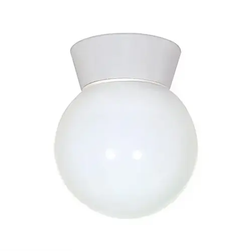 Outdoor Utility Ceiling Mount Fixture 8" with White Glass & White Finish