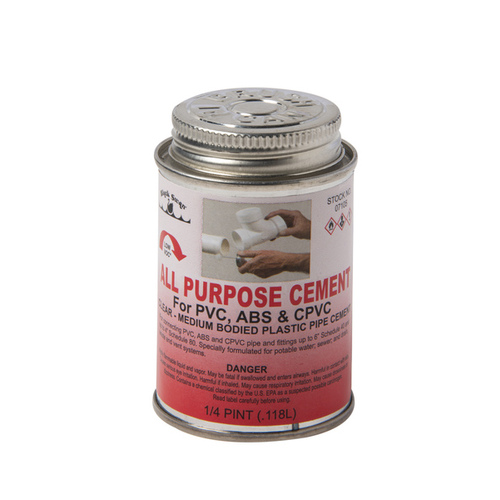 3 Way All Purpose Solvent Cement - Clear - 1/2 Pint