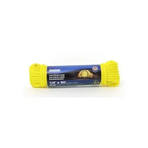 Wellington 1/4" x 50' Hollow Braided Poly Rope Yellow