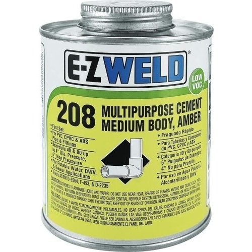 E-Z WELD INC. 20804 Multipurpose Cement 208 Medium Body Amber 1-Quart