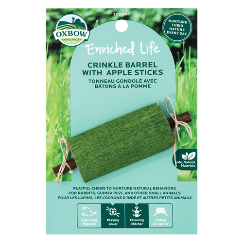 Crinkle Barrel with Apple Sticks Treat for Small Pets