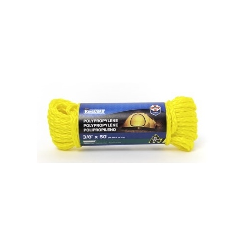 Wellington 3/8" x 50' Hollow Braided Poly Rope Yellow