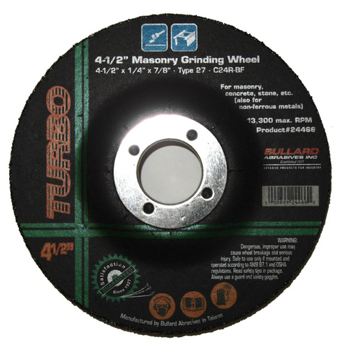 Bullard Abrasives Inc 24466 DEPRESSED CENTER GRINDING WHEEL - 4-1/" X 1/4" X 7/8"