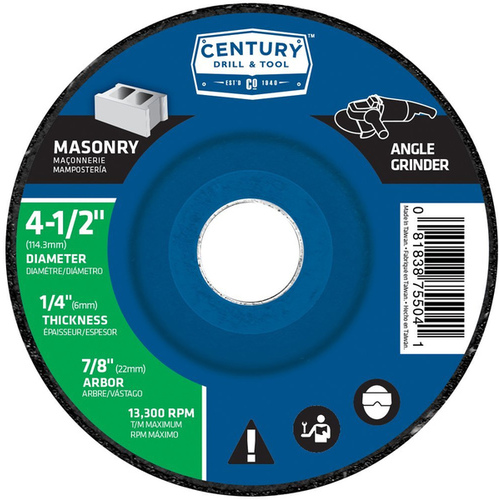 Century Drill & Tool 75504 Century Tool Depressed Center Type 27 Masonry Grind Wheel