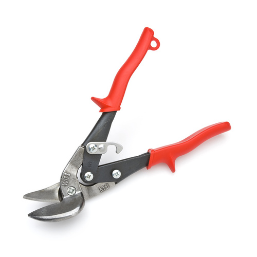 9 1/4" Wiss Metalmaster Offset Snips, Cuts Straight to Left, Red Grips Pair