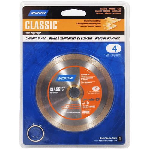 Norton Consumer Products 02793 Diamond Cutting Blade 4" Continuous Straight Rim