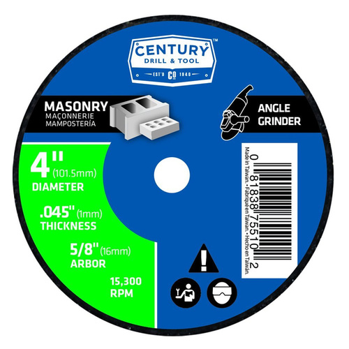 Century Drill & Tool 75510 Century Tool Type 1 Thin Masonry Cutoff Wheel