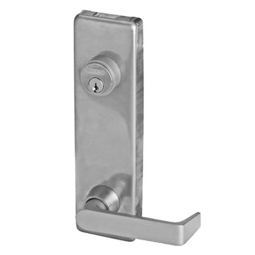Dane Lever Exit Device Trim with Key Locks or Unlocks Satin Stainless Steel Finish