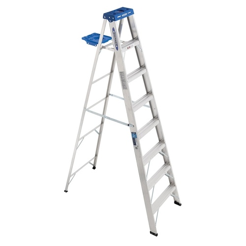 WERNER LADDER 37200190 Step Ladder Single-Sided Aluminum Type I 8-ft