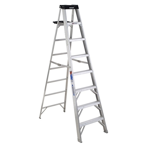 WERNER LADDER 37200050 Step Ladder Single-Sided Aluminum Type IA 8-ft