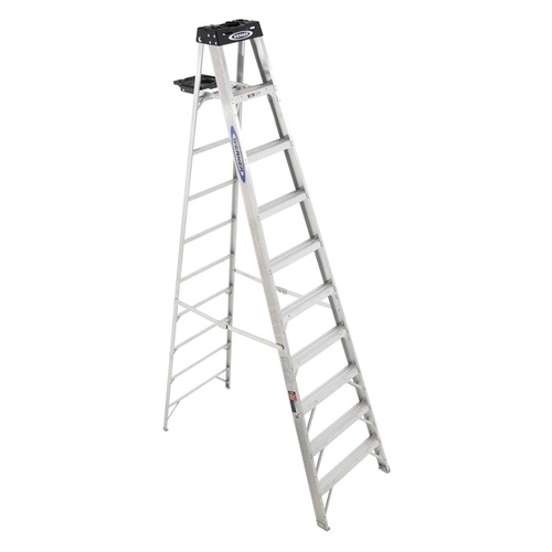 WERNER LADDER 37200093 Step Ladder Single-Sided Aluminum Type IA 10-ft