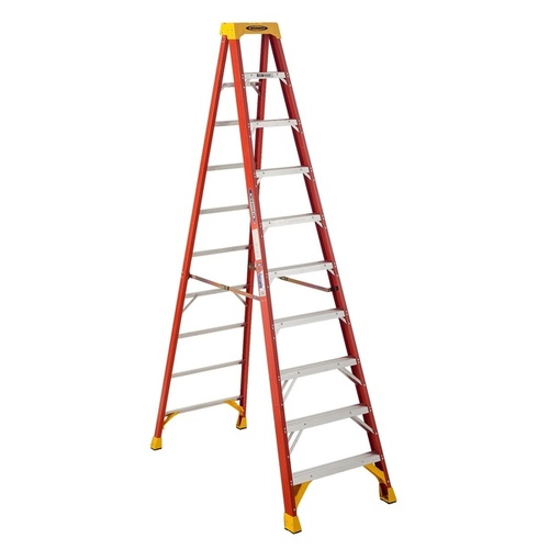 WERNER LADDER 6210 Step Ladder Single-Sided Fiberglass Type IA 10-ft