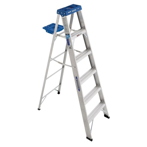 WERNER LADDER 37200182 Step Ladder Single-Sided Aluminum Type I 6-ft