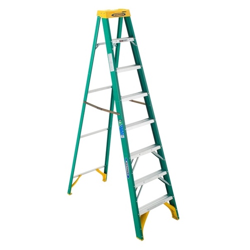 WERNER LADDER 5908 Step Ladder Single-Sided Fiberglass Type II 8-ft