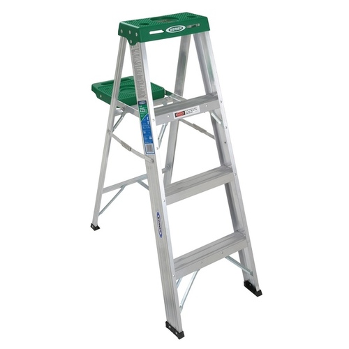 WERNER LADDER 37200409 Step Ladder Single-Sided Aluminum Type II 4-ft