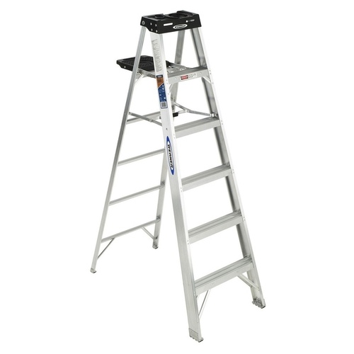 WERNER LADDER 37200042 Step Ladder Single-Sided Aluminum Type IA 6-ft