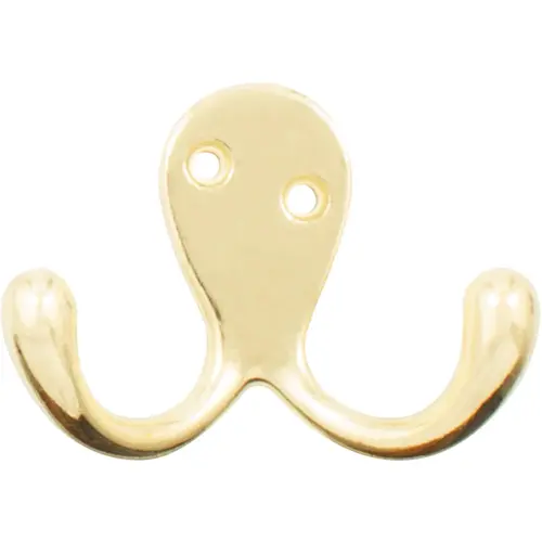 Double Robe Hook - Polished Brass