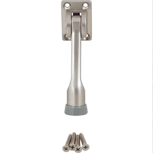 4" Heavy-Duty Kick-Down Door Stop - Satin Nickel