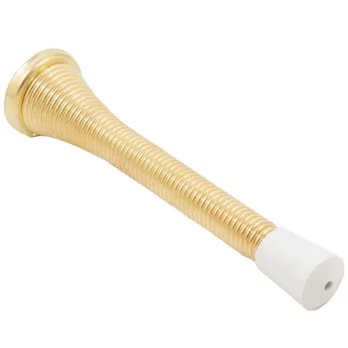 4" Heavy-Duty Spring Door Stop - Polished Brass