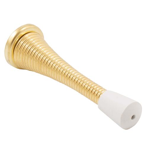 3" Heavy-Duty Spring Door Stop - Polished Brass