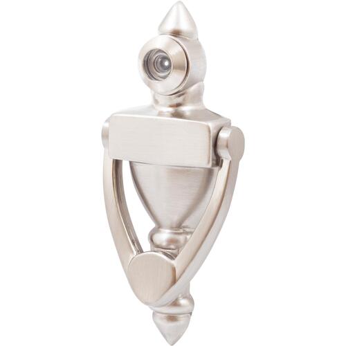 4" Door Knocker with 160 Degree Viewer - Satin Nickel