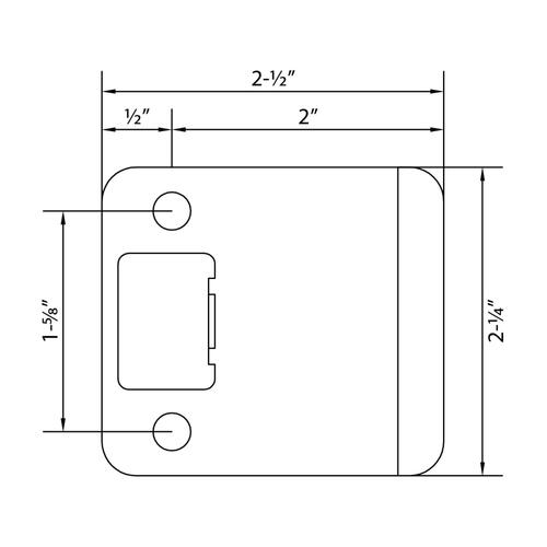 Stone Harbor Hardware 50102-15 2-1/4" x 2" (2-1/2" OAL) RC Extended Lip Strike - Satin Nickel