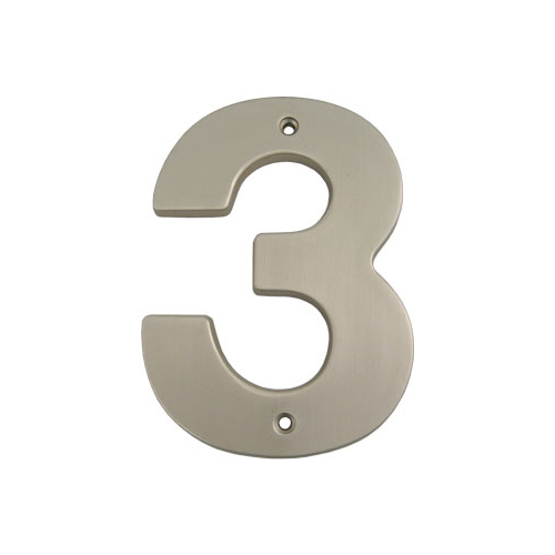 5" Contemporary House Number 3 - Satin Nickel