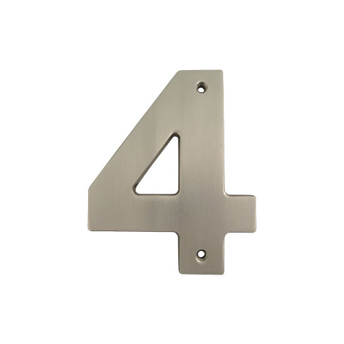 5" Contemporary House Number 4 - Satin Nickel