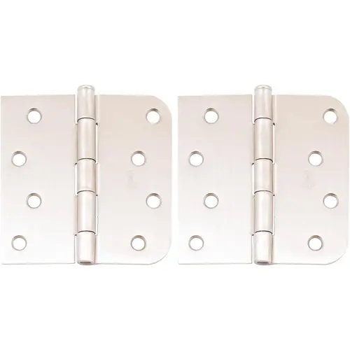 4" 5/8R x SQR Standard Hinge - pack of 2 - Satin Nickel