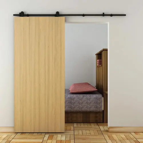 Stone Harbor Hardware 62106-19 Top Mount Sliding Door Set for 36" Doors (Round Track) - Matte Black
