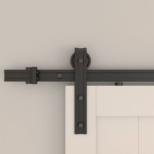 Stone Harbor Hardware 63106-19 Fluted Track Sliding Door Set for 36" Doors (Max 75lbs) - Matte Black