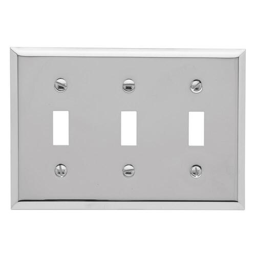 Triple Toggle Switchplate Polished Chrome