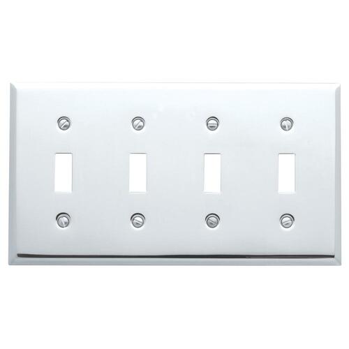 Quad Toggle Switchplate Polished Chrome