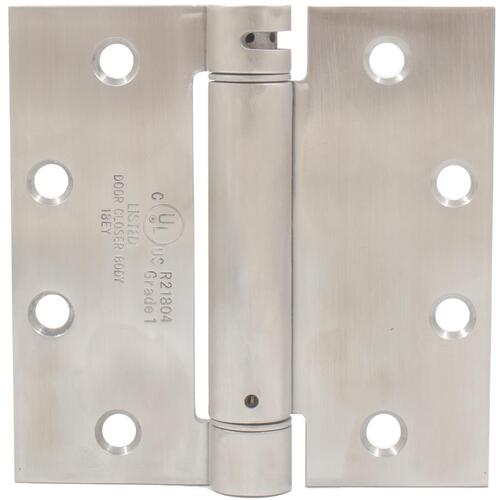 4-1/2" x 4-1/2" SQR Adjustable Spring Hinge .134 Gauge - Satin Stainless Steel