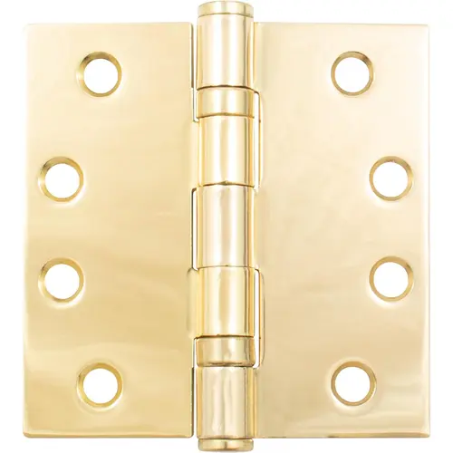 4" x 4" SQR Ball Bearing Hinge .129 Gauge - Polished Brass