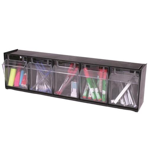 Compartment Interlocking Tilt Bin - Black