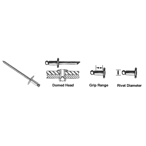 5/32" Diameter 3/16-1/4" Grip Range Steel Mandrel and Rivet - 8000