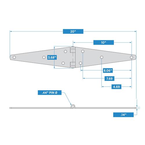 National Hardware N236-024 4" Heavy Strap Hinge - Zinc Plated